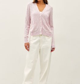 Miss Bliss Cotton Slub Button Up Cardigan-Lilac
