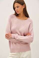 Miss Bliss BC Raglan Sleeve Slub Pullover Sweater- Dusty Pink
