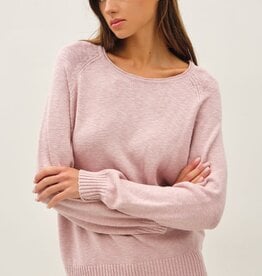 Miss Bliss Raglan Sleeve Slub Pullover Sweater- Dusty Pink