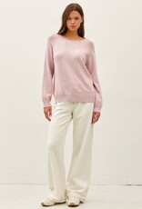 Miss Bliss BC Raglan Sleeve Slub Pullover Sweater- Dusty Pink