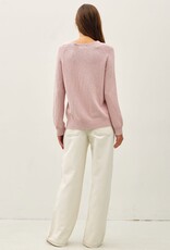 Miss Bliss BC Raglan Sleeve Slub Pullover Sweater- Dusty Pink