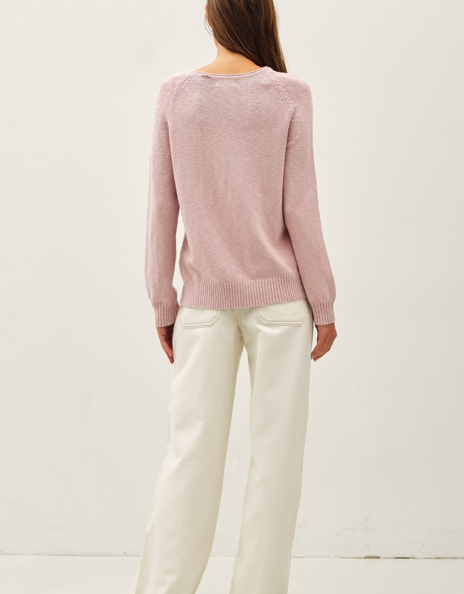Miss Bliss BC Raglan Sleeve Slub Pullover Sweater- Dusty Pink