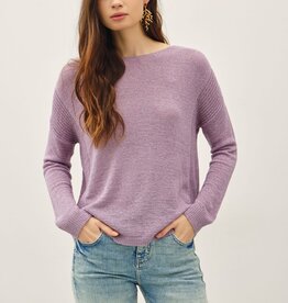 Miss Bliss Lightweight Drop Sdr Rib Knit Sweater Top-Iris