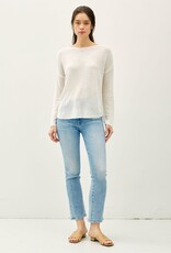 Miss Bliss BC Lightweight Drop Sdr Rib Knit Sweater Top-Ivory