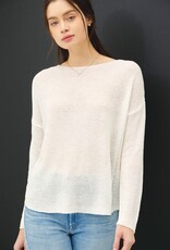 Miss Bliss BC Lightweight Drop Sdr Rib Knit Sweater Top-Ivory