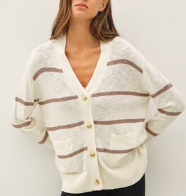 Miss Bliss Lightweight Oversize Brown/Ivory Striped Cardi