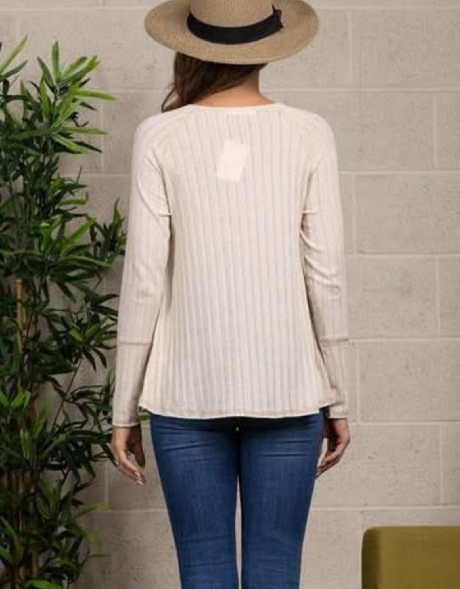 Miss Bliss Collective Long Sleeve W/ Texture Lining Detail Top