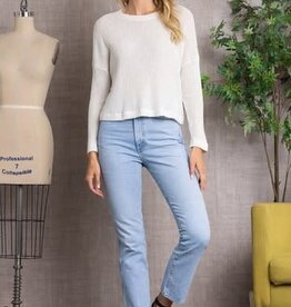 Miss Bliss Cable Knit Long Sleeve Top-Off White