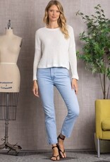 Miss Bliss Collective Cable Knit Long Sleeve Top-Off White