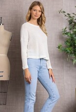 Miss Bliss Collective Cable Knit Long Sleeve Top-Off White