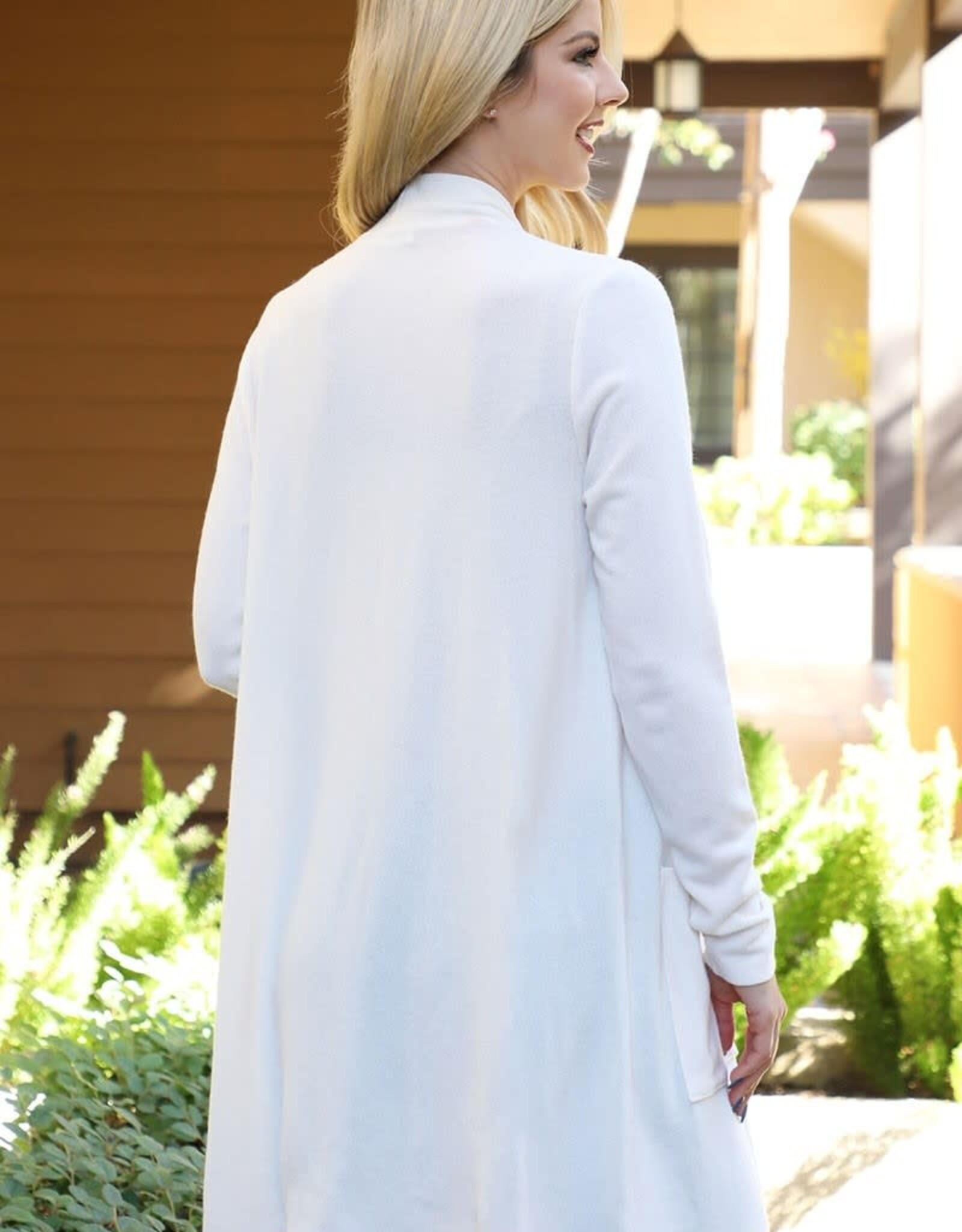 Miss Bliss Collective Soft Brushed Knit Cardigan With Pockets- Beige