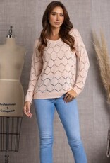 Miss Bliss Collective Chain Long Sleeves Knit Top-Blush