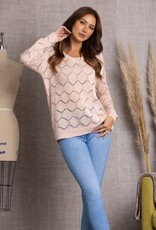 Miss Bliss Collective Chain Long Sleeves Knit Top-Blush