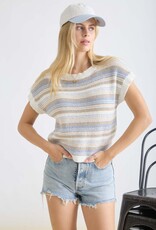 Blu Multi Clr Stripe SS Knit Top-