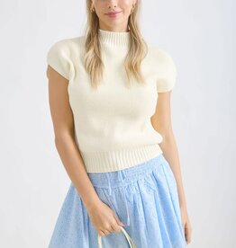Miss Bliss Mock Neck Knit Pullover Top-Butter