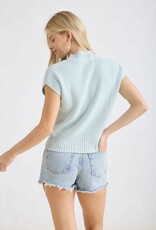 Miss Bliss Blu Mock Nck Extended Shdr Knit Pullover Top-Mint