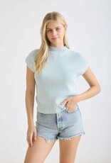 Miss Bliss Blu Mock Nck Extended Shdr Knit Pullover Top-Mint
