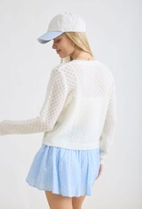 Miss Bliss Blu Eyelet Knit  Button Dwn Cardi-Cream