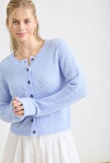Miss Bliss Blu Eyelet Knit  Button Dwn Cardi-Lt Blue