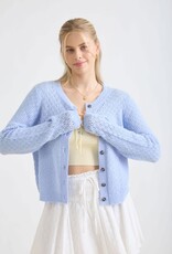 Miss Bliss Blu Eyelet Knit  Button Dwn Cardi-Lt Blue