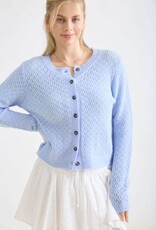 Miss Bliss Blu Eyelet Knit  Button Dwn Cardi-Lt Blue