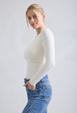 Miss Bliss Blu Boat Nck Ruched LS Top-Cream