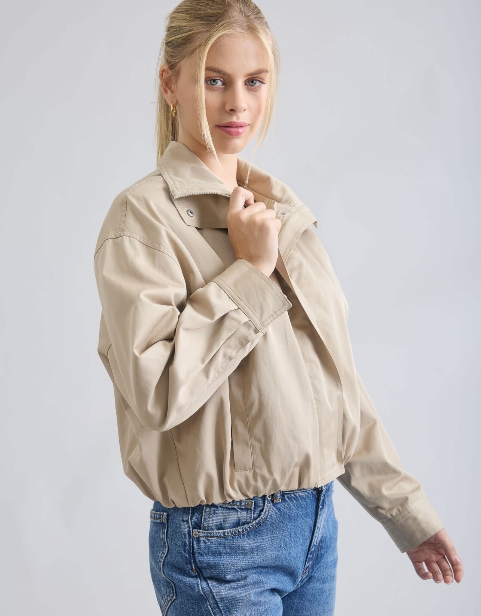 Miss Bliss M&E Zip Up Elastic Hem Lt Weight Jacket