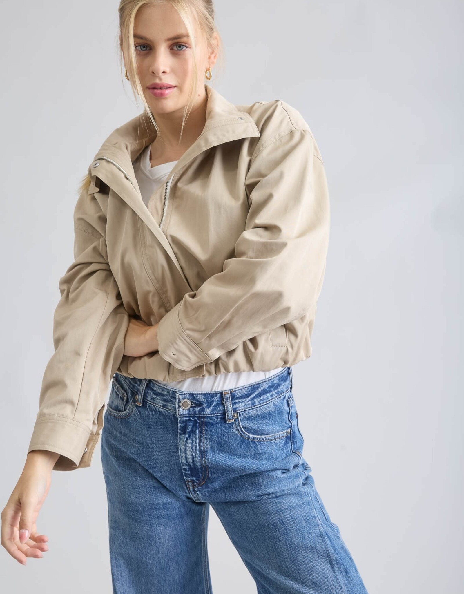 Miss Bliss M&E Zip Up Elastic Hem Lt Weight Jacket