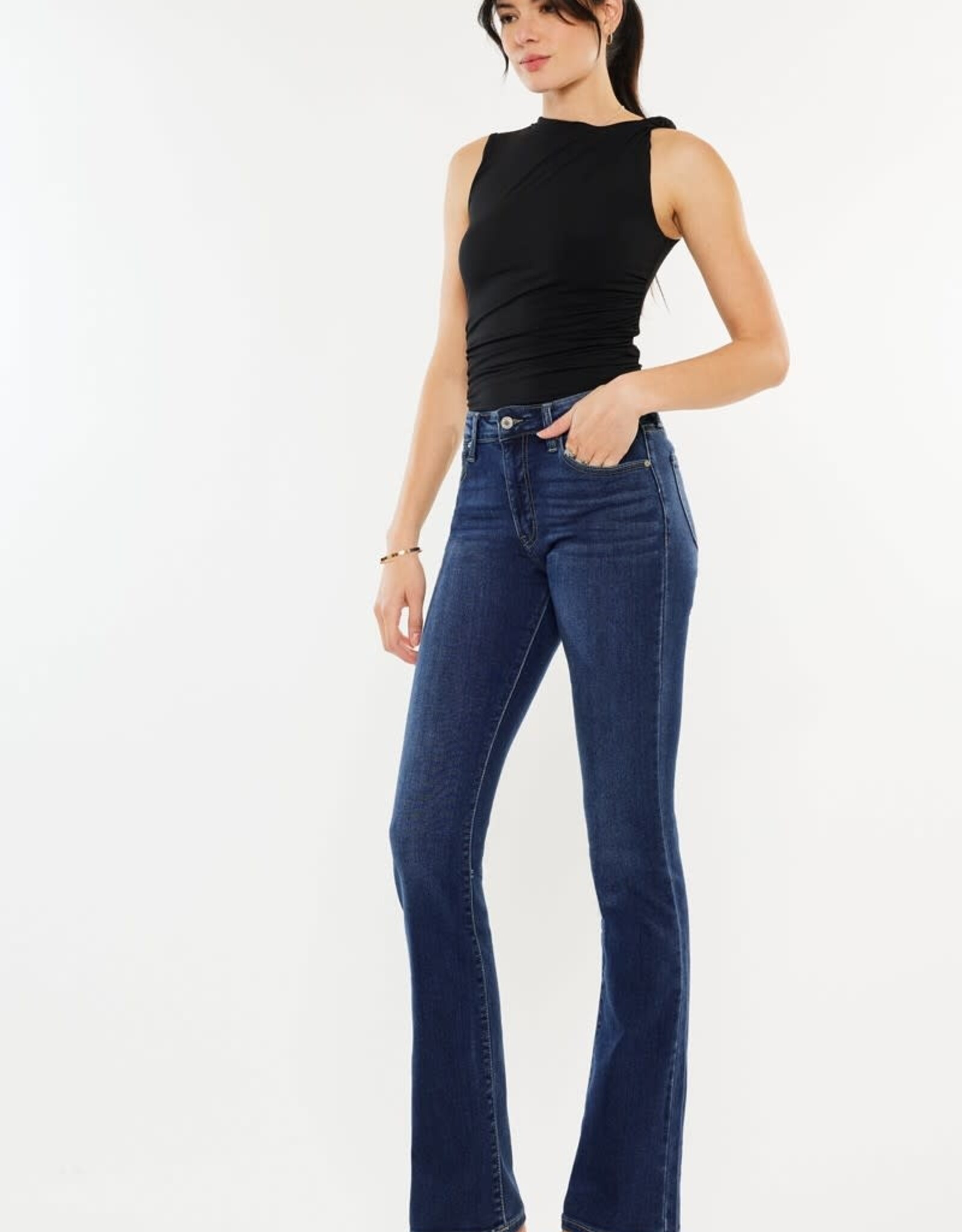 Miss Bliss KC High Rise Bootcut Jeans-Dark Wash