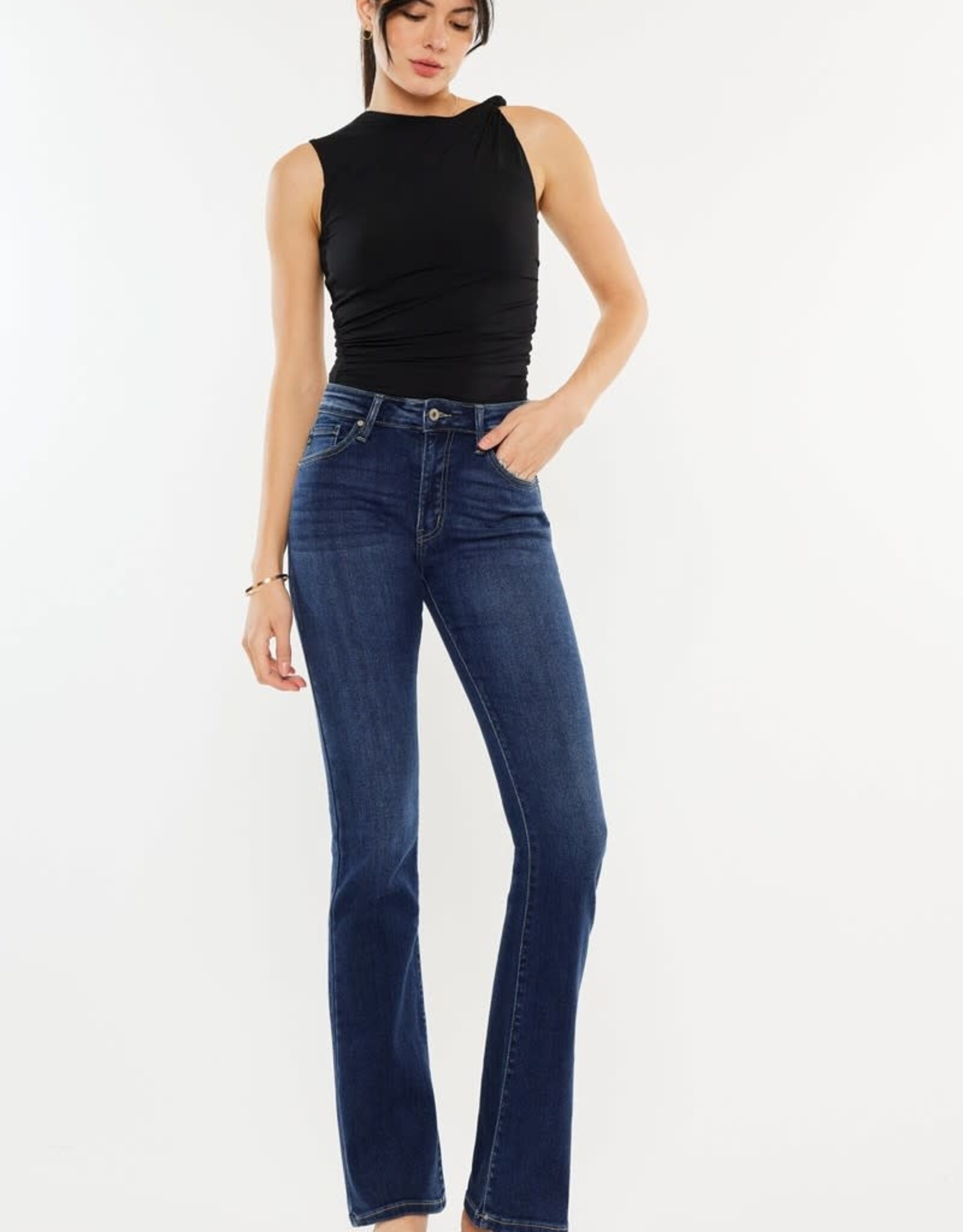 Miss Bliss KC High Rise Bootcut Jeans-Dark Wash