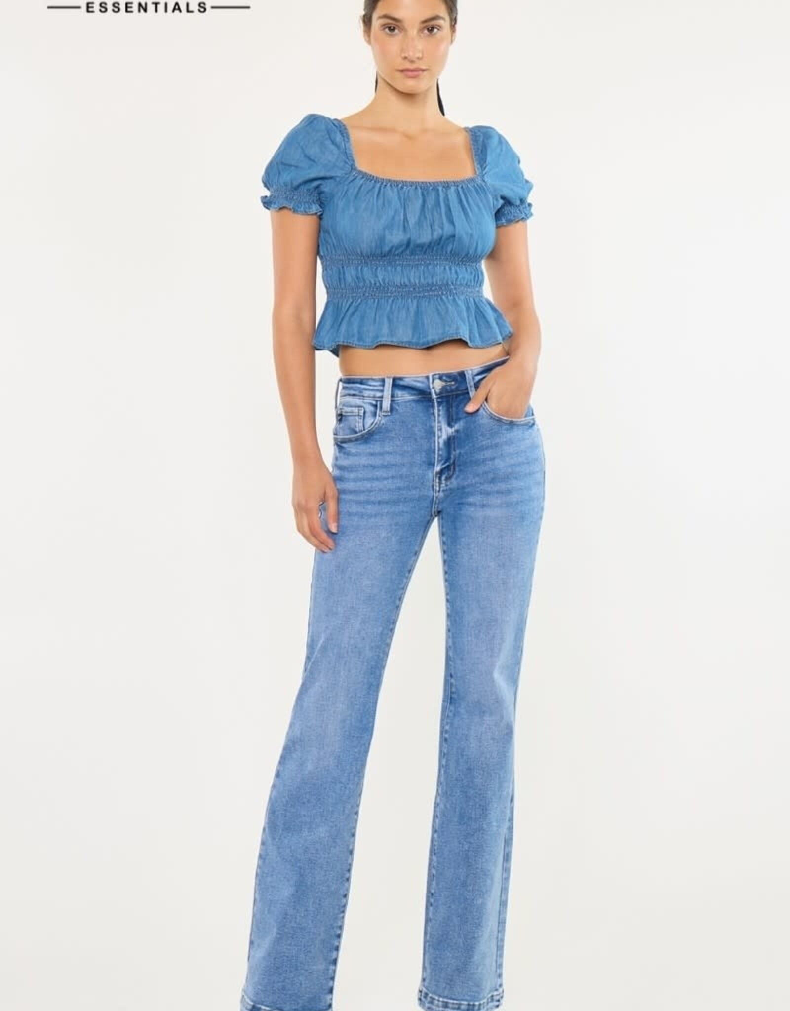 Miss Bliss KC High Rise Wide Leg Flare Jeans-Medium Wash