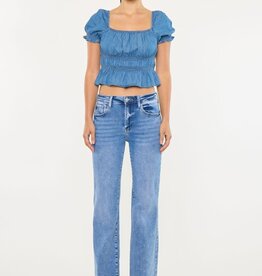 Miss Bliss KC High Rise Wide Leg Flare Jeans-Medium Wash