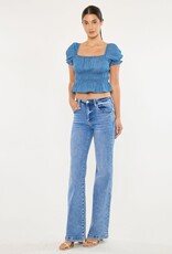 Miss Bliss KC High Rise Wide Leg Flare Jeans-Medium Wash