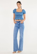 Miss Bliss KC High Rise Wide Leg Flare Jeans-Medium Wash