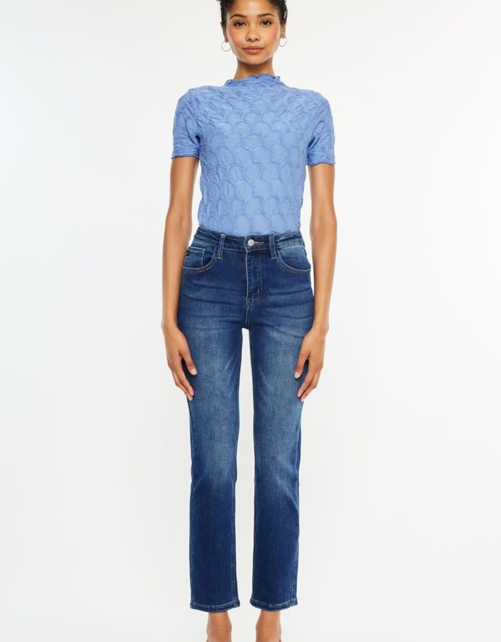 Miss Bliss KC High Rise Slim Straight Stretch Jeans-Dark Wash