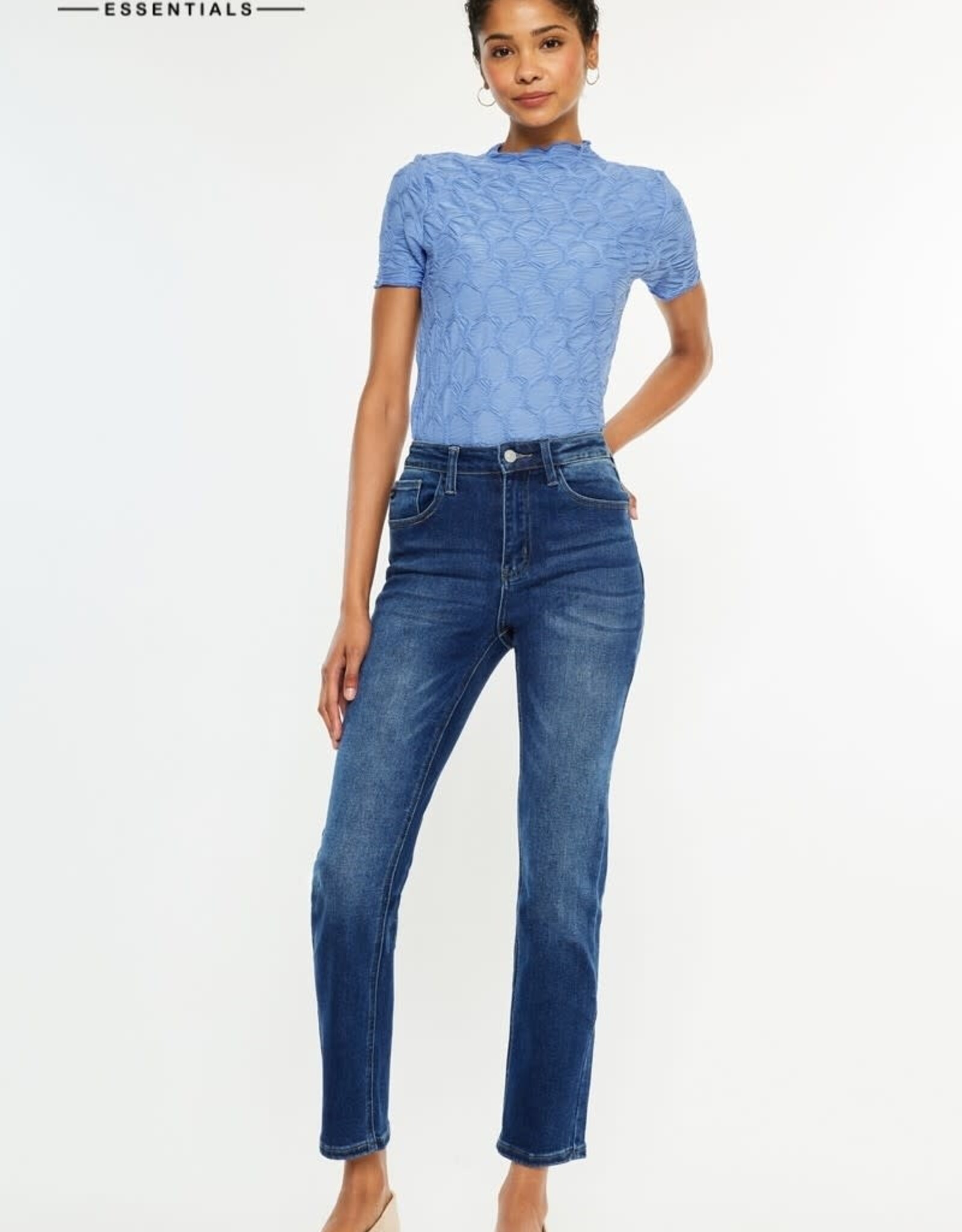 Miss Bliss KC High Rise Slim Straight Stretch Jeans-Dark Wash