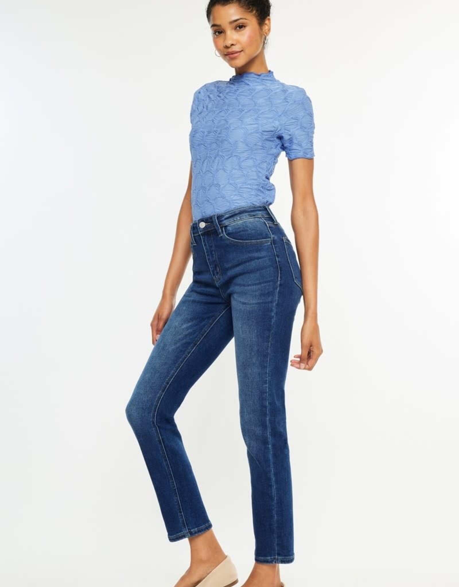 Miss Bliss KC High Rise Slim Straight Stretch Jeans-Dark Wash