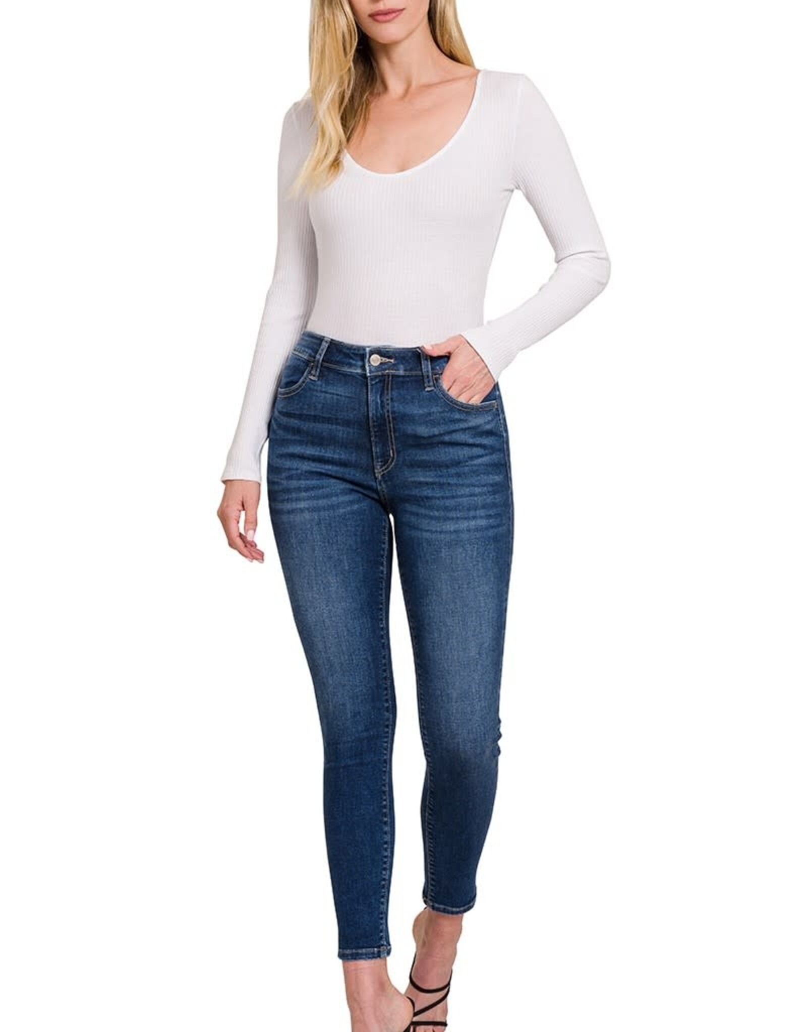 Miss Bliss Zen High Waist Skinny Jegging Jeans-Dark Denim
