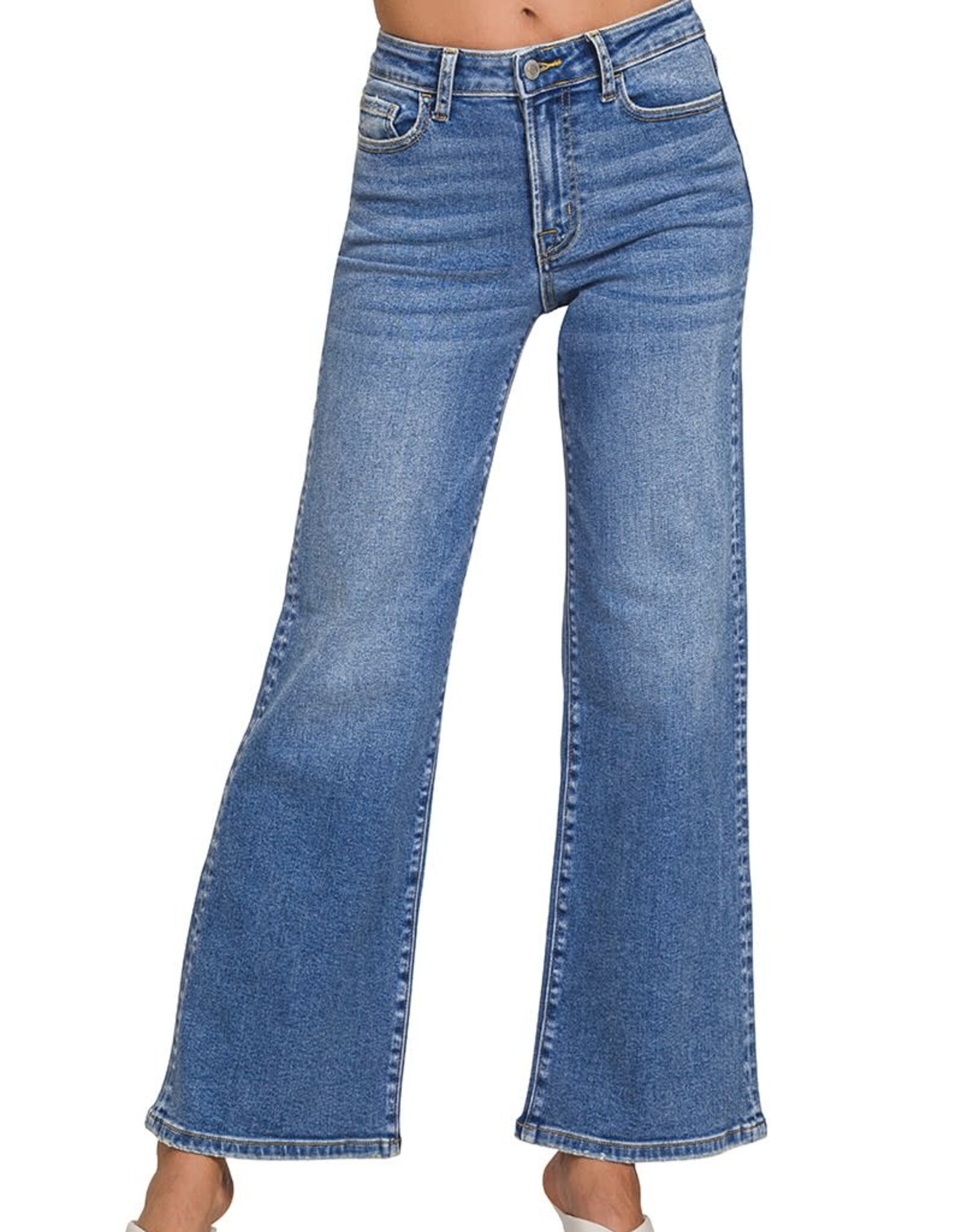 Miss Bliss Zen Medium Wash Wide Leg Denim Jeans-Medium