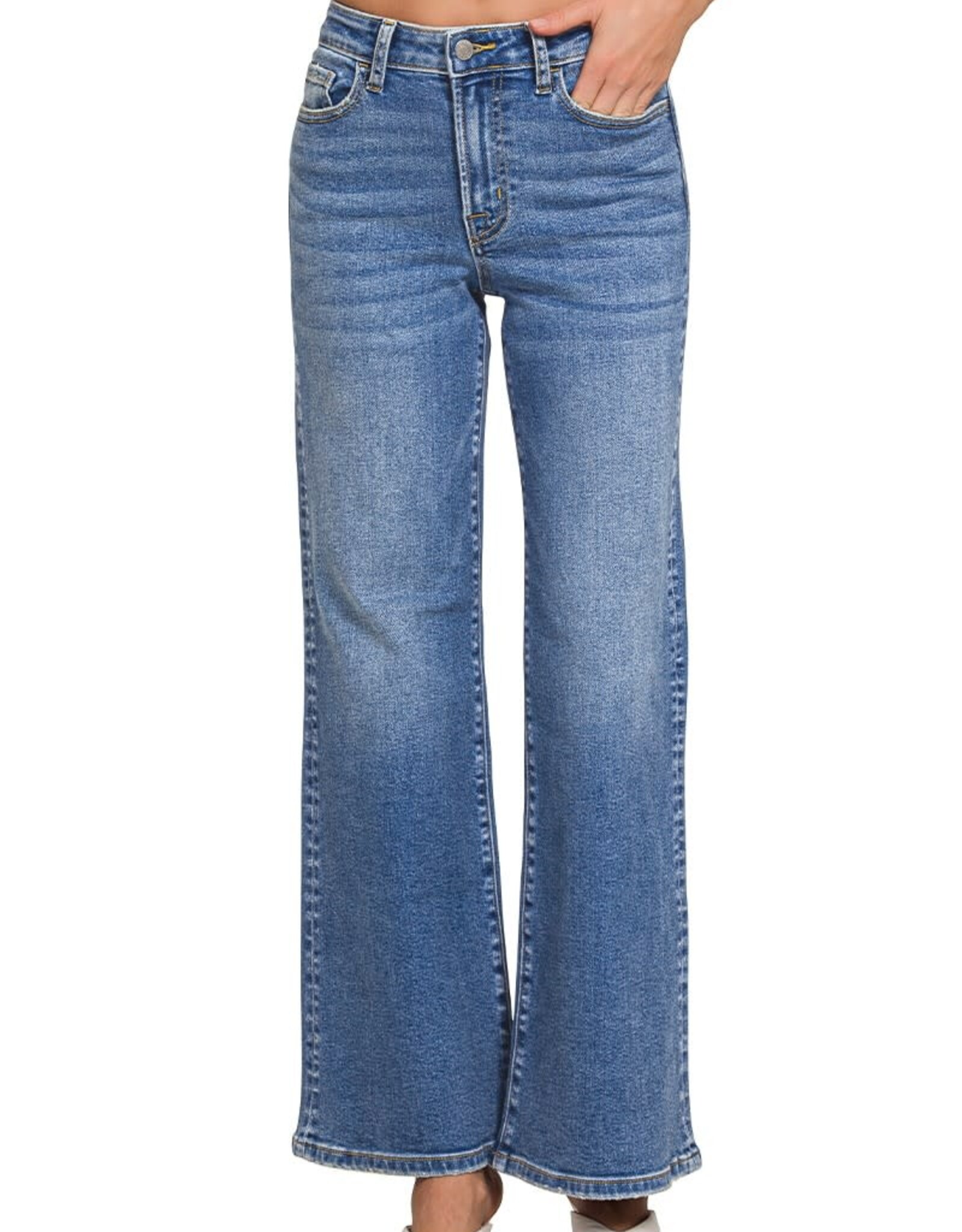 Miss Bliss Zen Medium Wash Wide Leg Denim Jeans-Medium