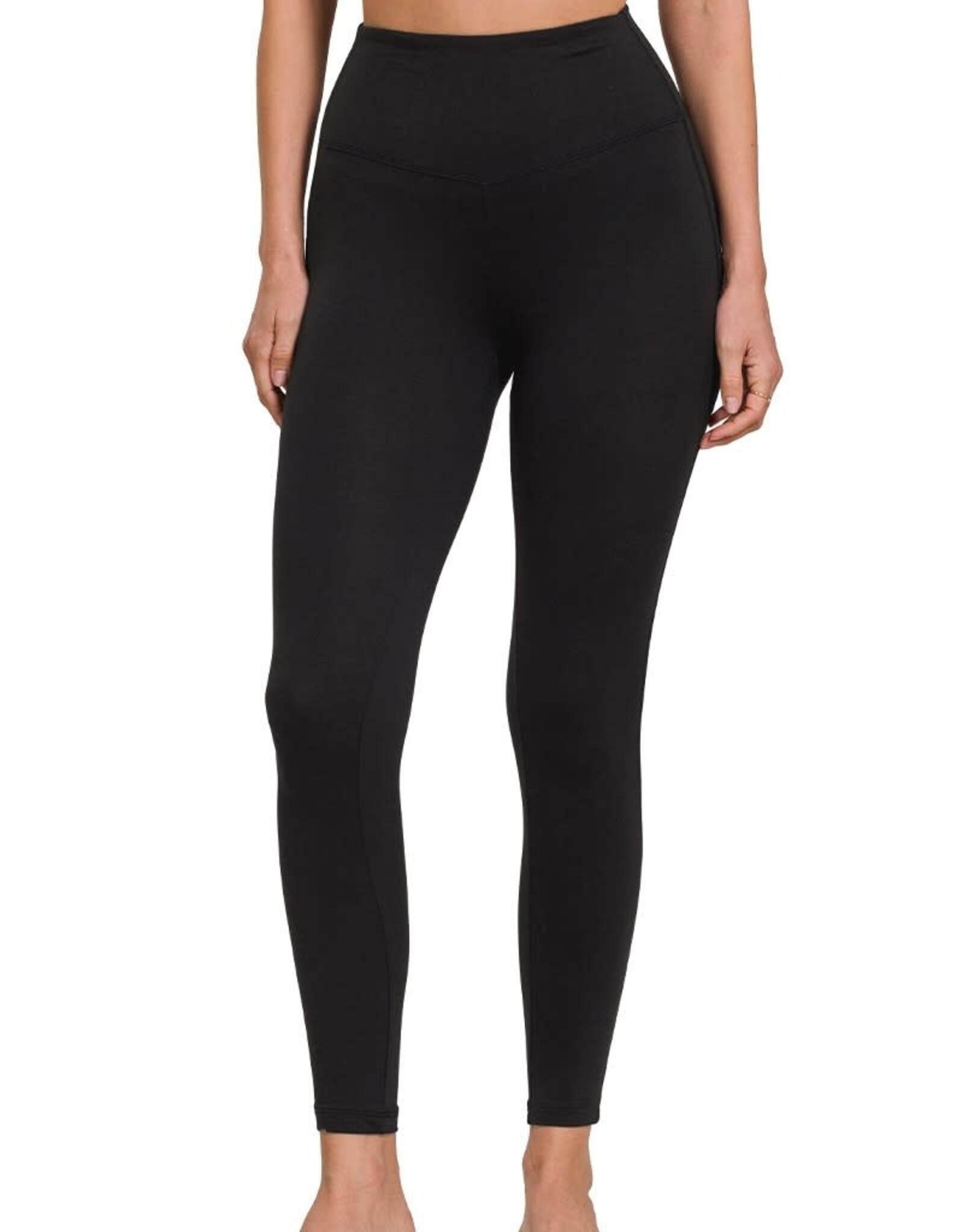 Miss Bliss Zen Brushed Microfiber Full Length Leggings-Black