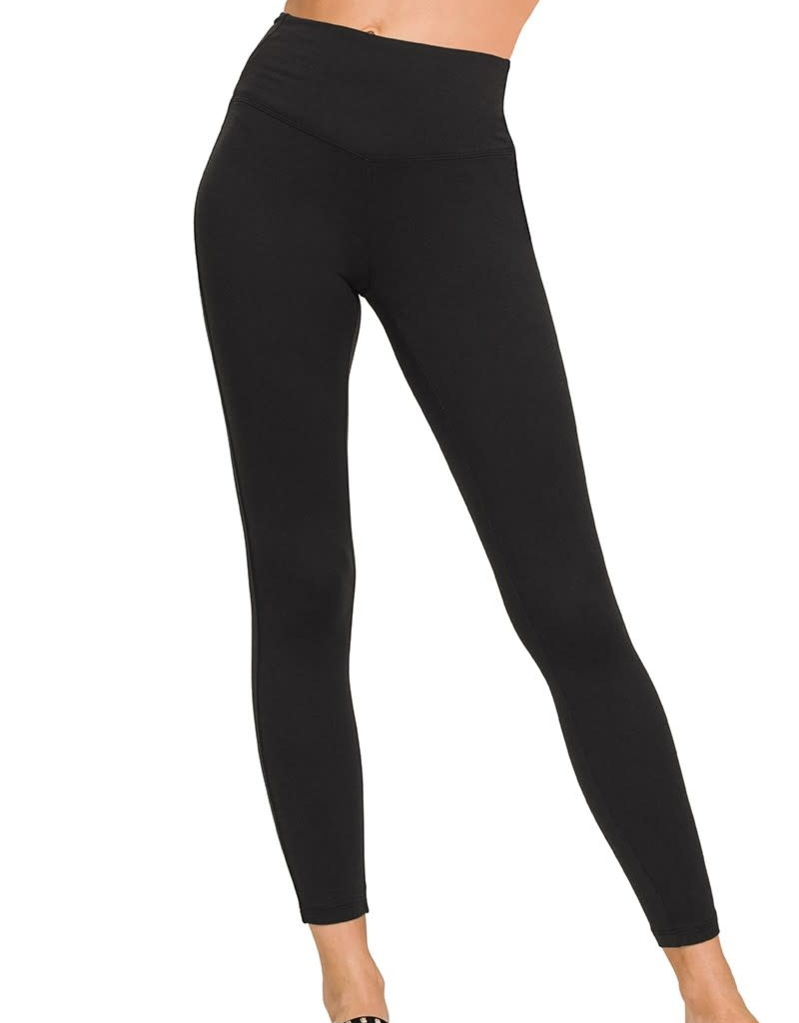 Miss Bliss Zen Brushed Microfiber Full Length Leggings-Black