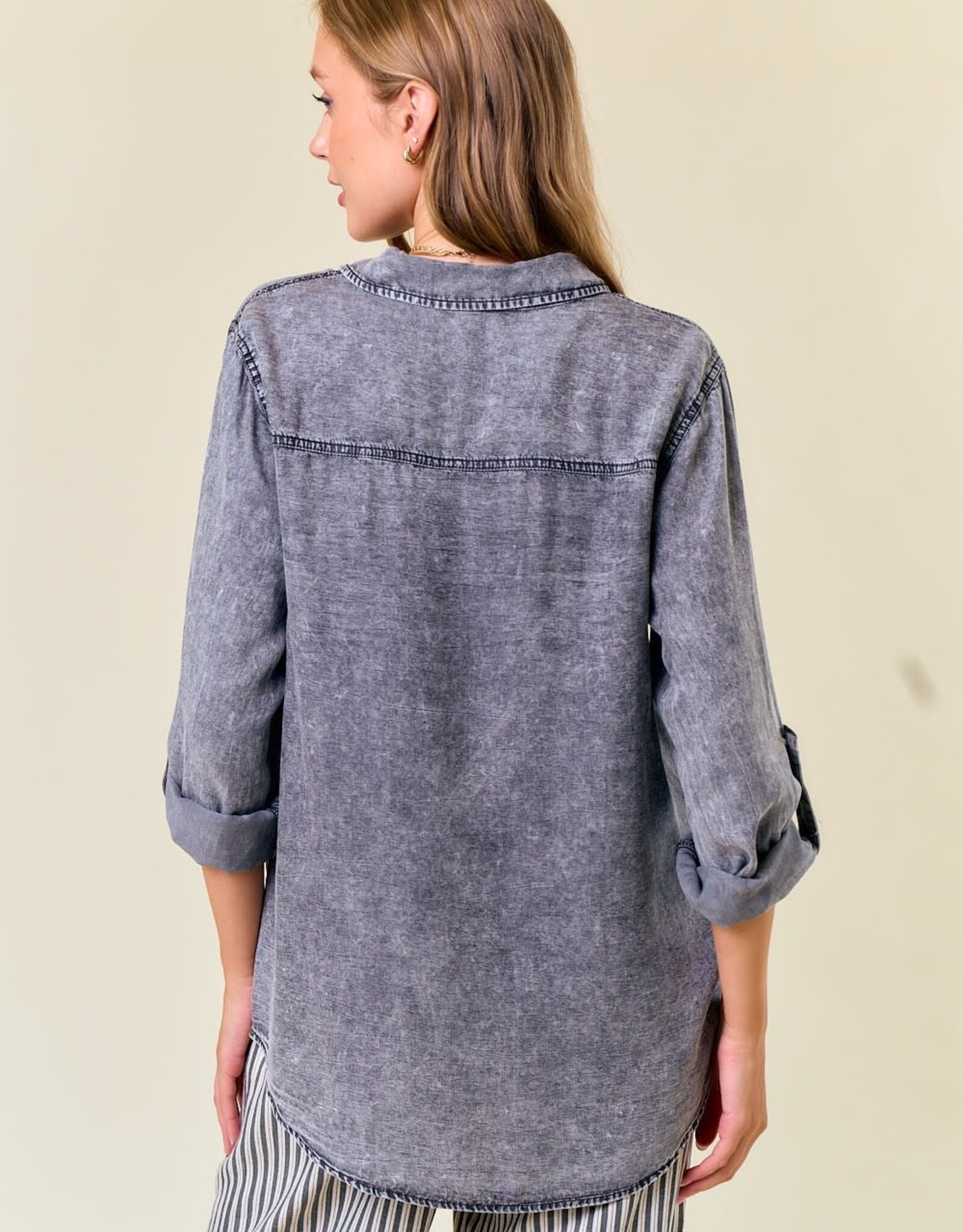 Miss Bliss D&R Chambary Shirts W Pockets- Black denim