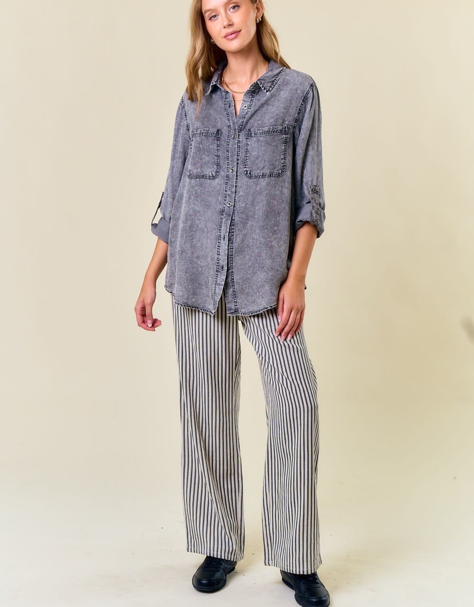 Miss Bliss D&R Chambary Shirts W Pockets- Black denim