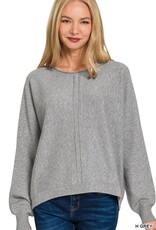 Miss Bliss Zen Viscose Front Seam Round Nck Sweater-H Grey