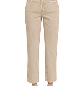 Miss Bliss High Waist Cropped Straight Pants-Ash Mocha