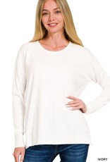 Miss Bliss Zen Viscose Front Seam Round Neck Sweater-Ivory