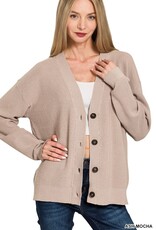 Miss Bliss Zen Button Viscose Sweater Cardigan-Ash Mocha