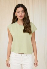 Miss Bliss Workshop Raw Edge Drop Shdlr Solid Knit-Olive Lt
