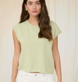 Miss Bliss Raw Edge Drop Shoulder Solid Knit-Olive